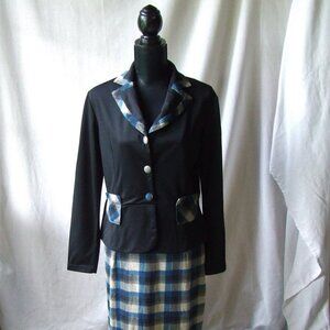 Fashion Classic dress black blue grey plaid skirt preppy goth midi schoolgirl